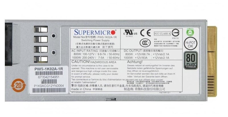 Для серверов SuperMicro Блок Питания SuperMicro PWS-1K02A-1R 1000W
