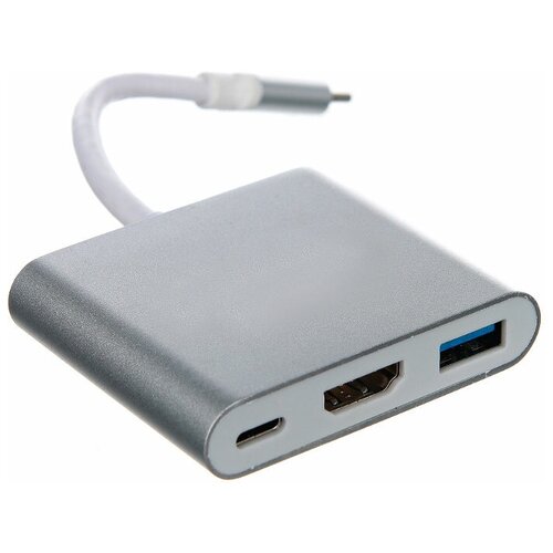 Переходник/адаптер Telecom USB Type-C - HDMI/USB Type-C/USB (TUC010), 0.2 м, серебристый переходник apple av adapter lightning to digital