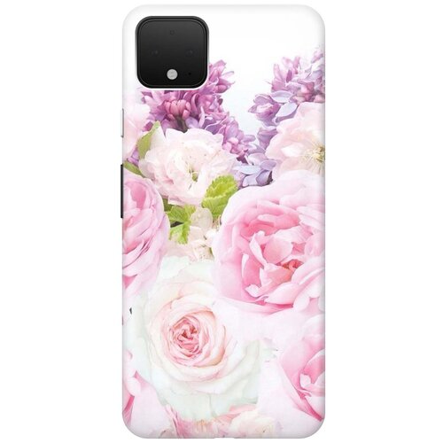 фото Cиликоновый чехол на google pixel 4 / гугл пиксель 4 с принтом "розовый букет" gosso
