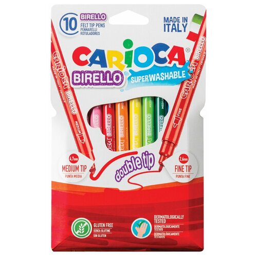 Фломастеры 10цв Carioca BIRELLO двусторонние