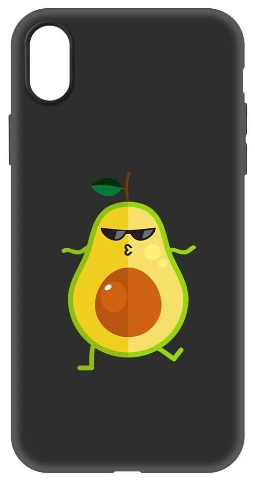 Чехол-накладка Krutoff Soft Case Авокадо Стильный для iPhone XR черный