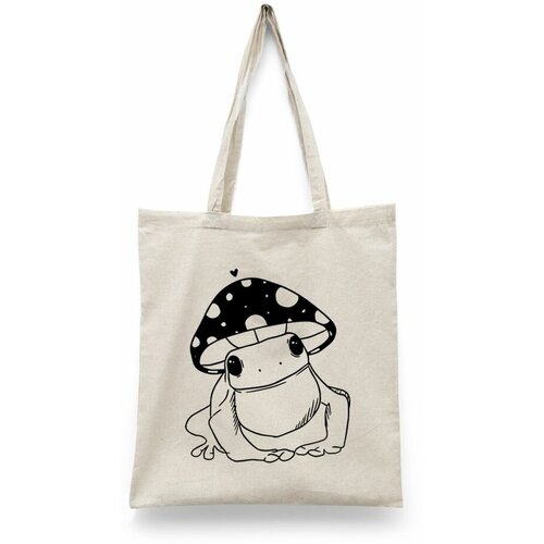 фото Сумка-шоппер унисекс каждому своё "лягушка/жаба/frog" черная