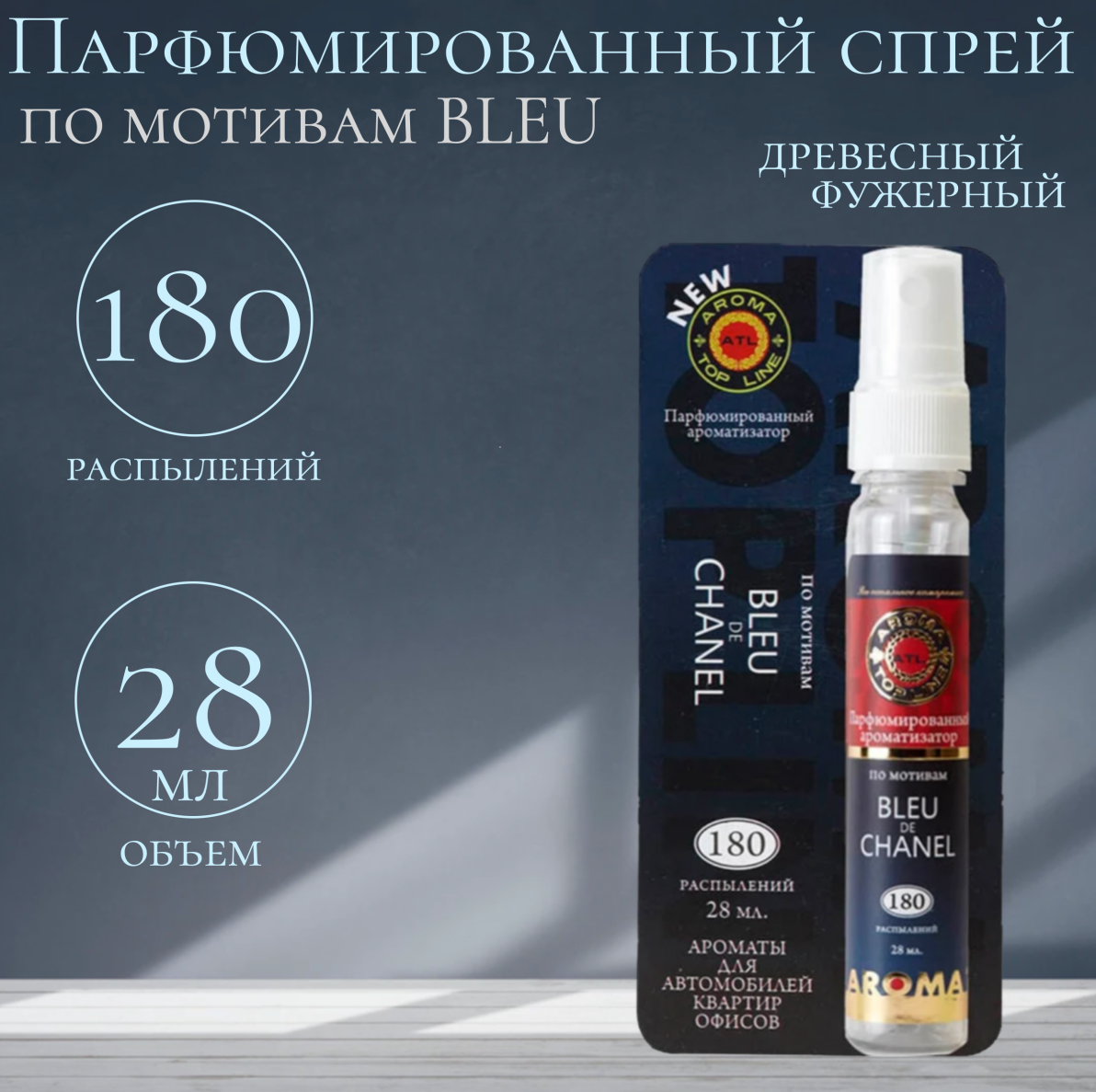 AROMA TOP LINE Ароматизатор для автомобиля Aroma №17 Chanel Bleu 28 мл 30 г специальный