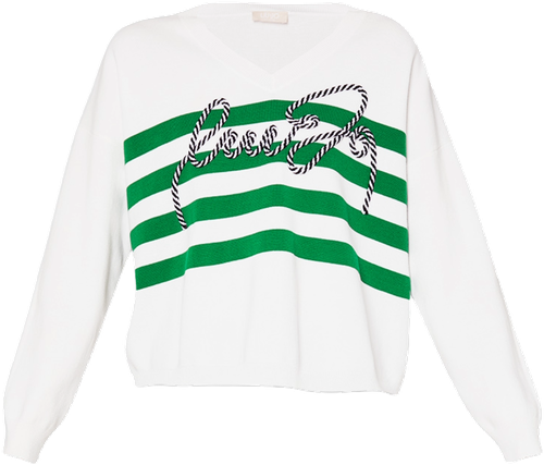 Пуловер LIU JO, длинный рукав, прямой силуэт, укороченный, без карманов, размер S, зеленый