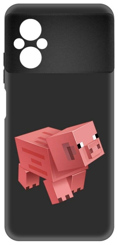 Чехол-накладка Krutoff Soft Case Minecraft-Свинка для Xiaomi Poco M5 черный