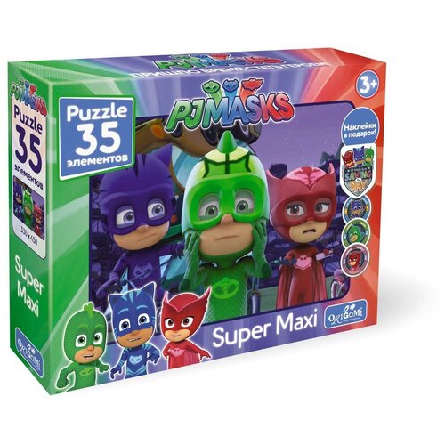 фото Пазл origami super maxi герои в масках маски + наклейки (04063), 35 дет.