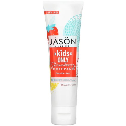 Jason Детская линия: Детская зубная паста со вкусом клубники (Natural Toothpaste Strawberry), 119гр
