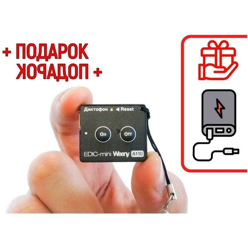 Мини диктофон Эдик-mini Weeny mod A-110 W19135DI подарок повербанк 10000 mAh встроенная Flash-память 17 часов в режиме 8кГц диктофон запись 1355200₽