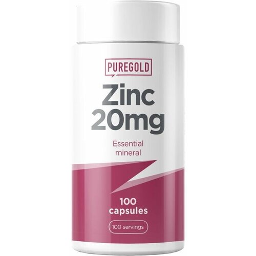 Цинк 20мг Pure Gold, 100 таблеток / Добавка для иммунитета, зрения, кожи, мышц, обмена веществ / Для взрослых, мужчин и женщин