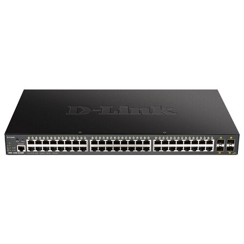 D-Link DGS-1250-52XMP A1A Настраиваемый коммутатор 2 уровня с 48 портами 10 100 1000Base-T и 4 портами 10GBase-X SFP 48 портов с поддержкой PoE 8023af 8023at 30 Вт PoE-бюджет 370 Вт 6048900₽