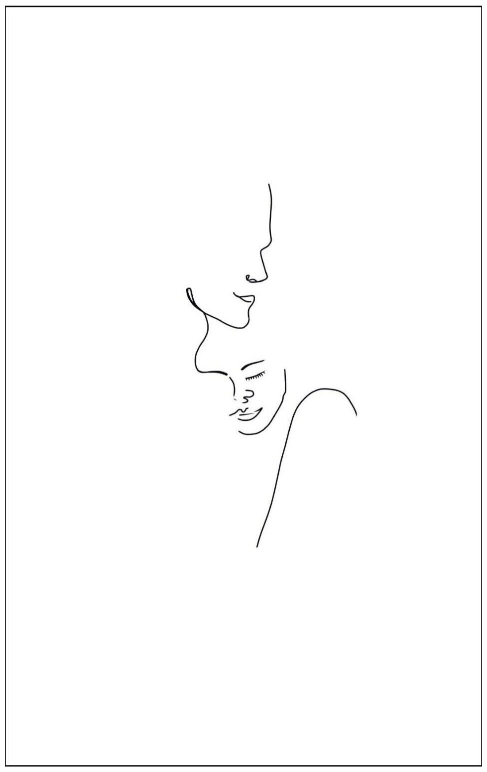 Постер / Плакат / Картина Линии - Влюбленные 40х50 см в подарочном тубусе