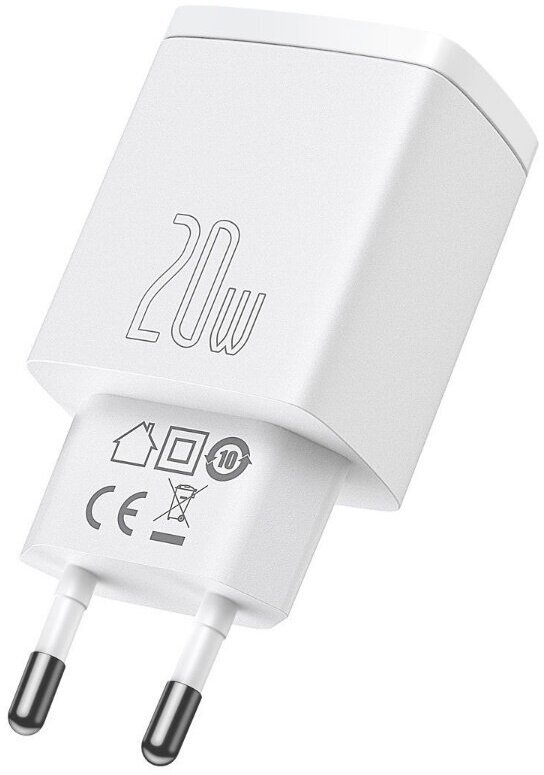 Сетевое зарядное устройство Baseus Compact Quick Charger U+C 20W EU White (CCXJ-B02)