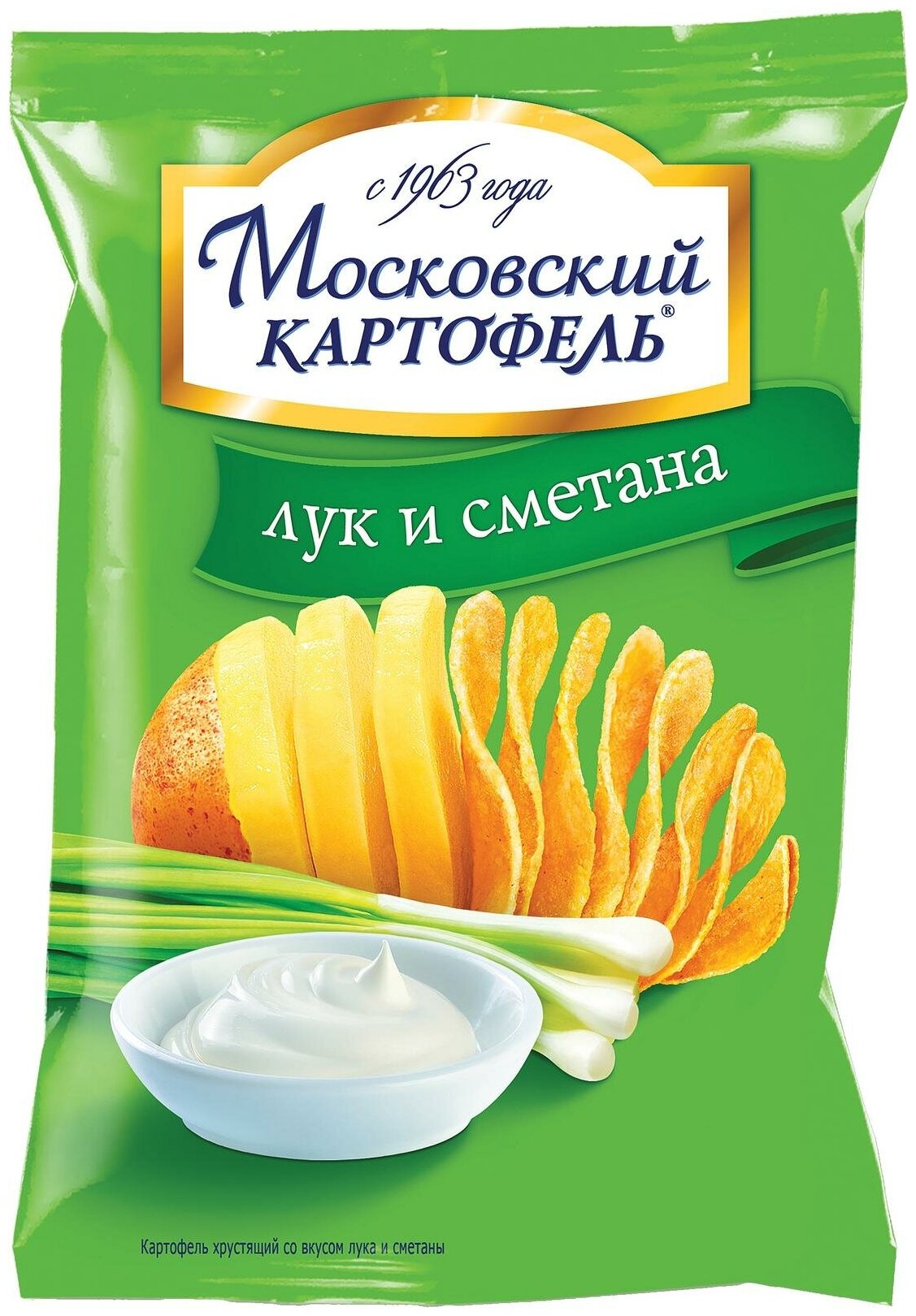 Картофельные чипсы Московский картофель со вкусом лука и сметаны, 130 гр