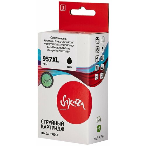 Картридж струйный Sakura 957XL / L0R40AE Увеличенной емкости, черный, пигментный тип, 73 мл, 3000 стр. для HP (SIL0R40AE)