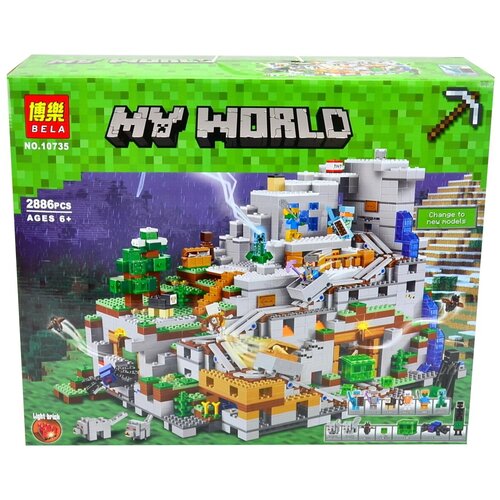 Конструктор Lari (Bela) My World 10735 Горная пещера, 2886 дет. конструктор майнкрафт my world горная пещера 2886 дет