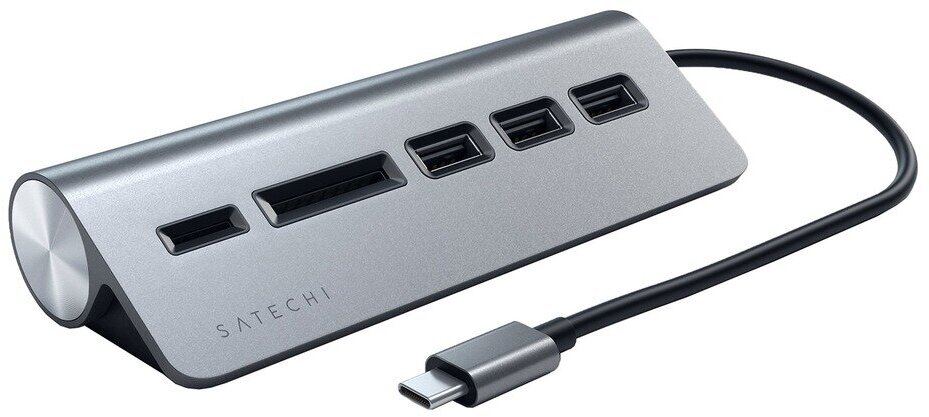 Атаптер Satechi Type-C USB Hub & Micro/SD Card Reader, серый космос (ST-TCHCRM)