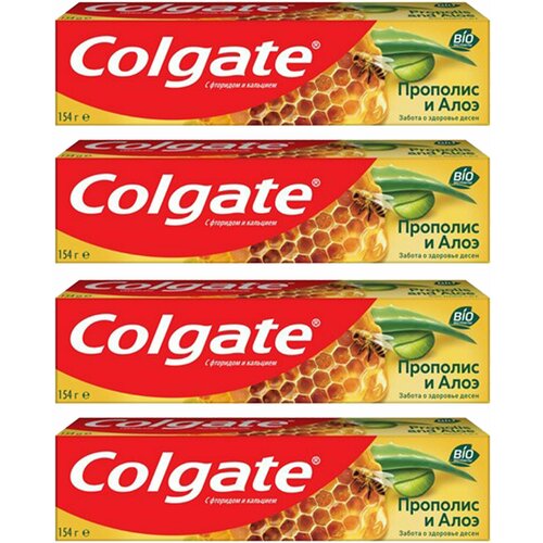 Зубная паста Colgate Прополис и Алоэ с натуральными ингредиентами для защиты от кариеса и свежего дыхания, 4 упаковки