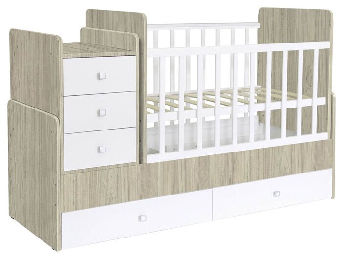 Кроватка детская с комодом Polini kids Simple 1100 ВЯЗ Белый *1 0001227.41,