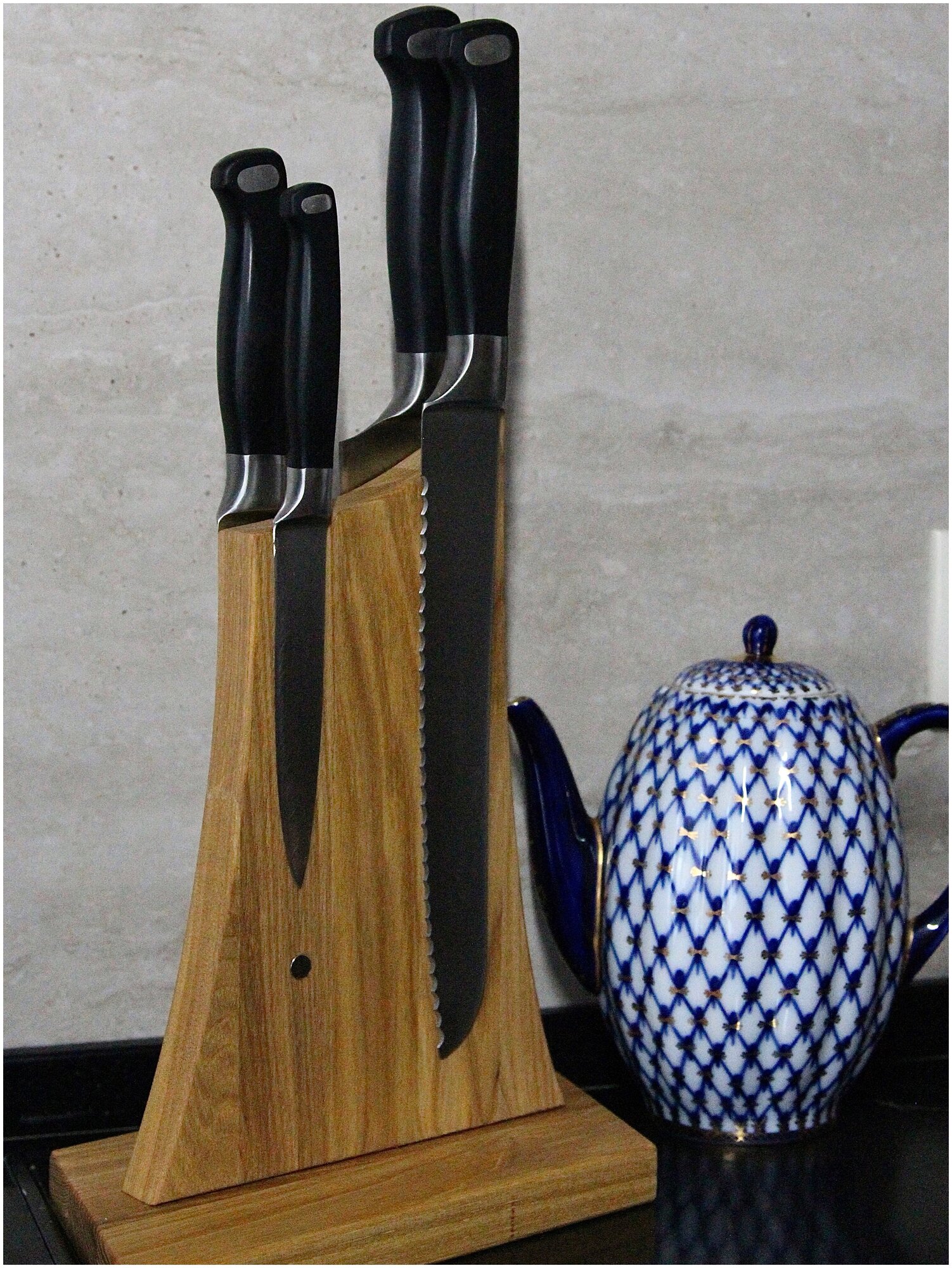 Магнитная подставка держатель для кухонных ножей из ясеня - фотография № 2