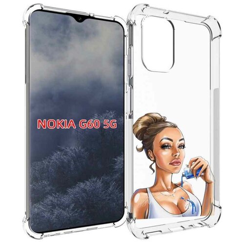 Чехол MyPads девушка-пролила-краску женский для Nokia G60 5G задняя-панель-накладка-бампер