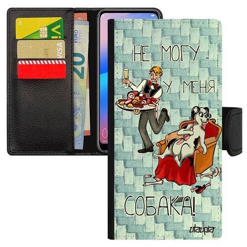 фото Чехол-книжка на смартфон huawei p20 pro уникальный дизайн не могу - у меня собака! карикатура utaupia
