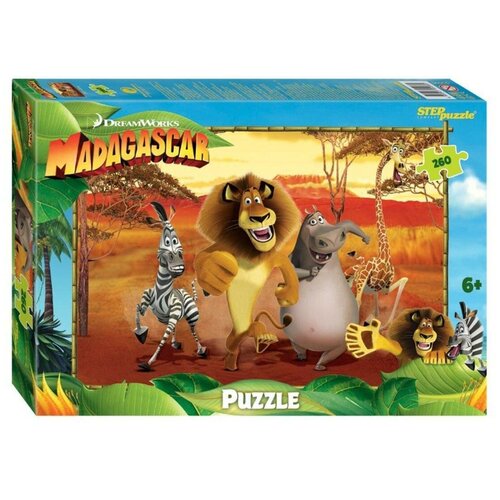 Пазл Step puzzle DreamWorks Мадагаскар - 3 (95095), 260 дет., разноцветный мягкая плюшевая игрушка зебра марти 30 см по мотивам мультфильма мадагаскар
