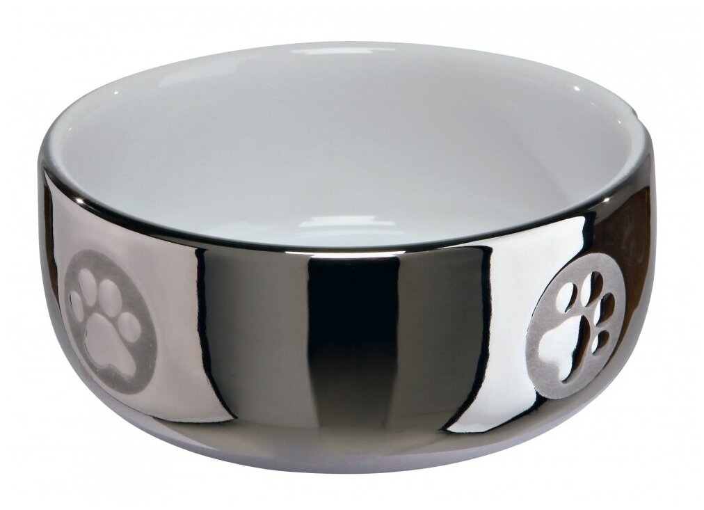 Миска для кошек Trixie Ceramic Bowl, размер 11см., серебряный / белый