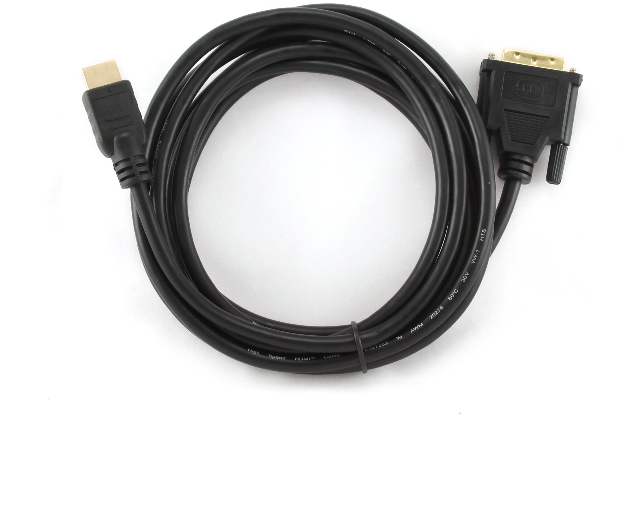 Кабель HDMI-DVI Cablexpert CC-HDMI-DVI-10, single link, 19M/19M, 3 м, позолоченный разъем, экран, черный