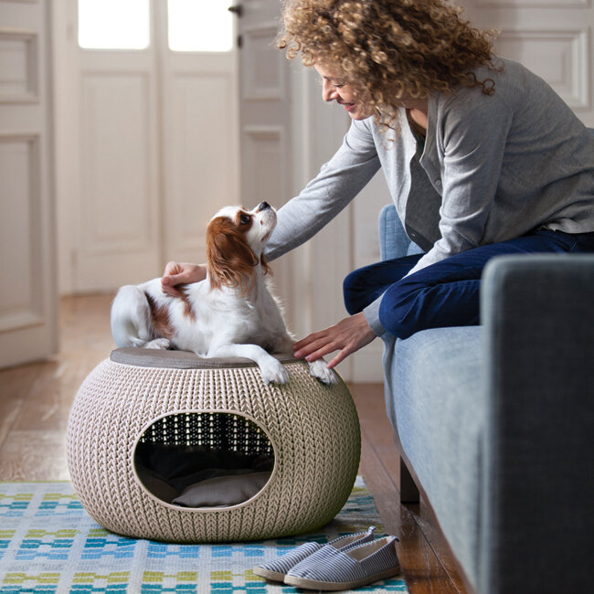 Лежак для собак и кошек Keter Knit Cozy Pet Home бежевый - фотография № 5
