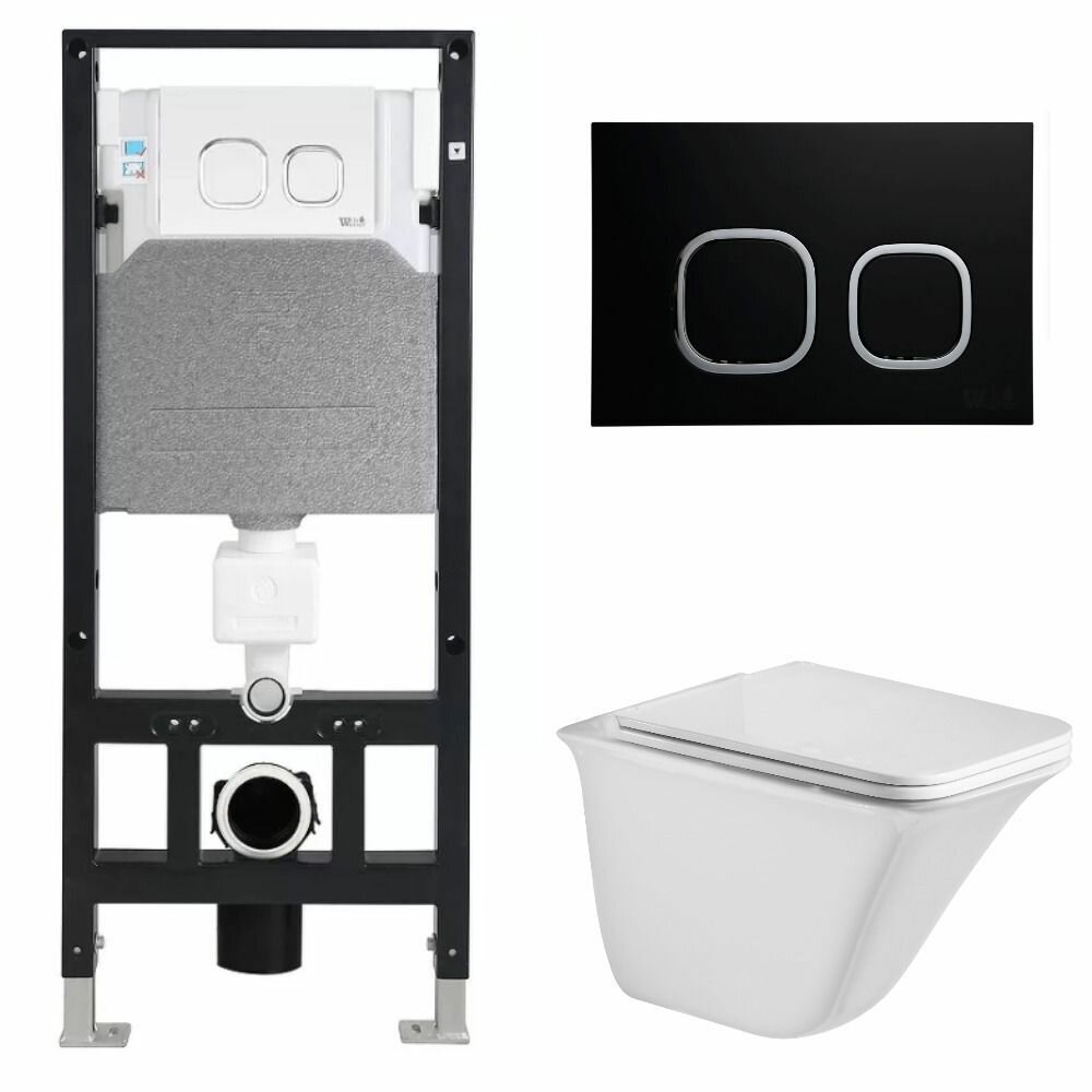 фото Унитаз с инсталляцией WeltWasser AMBERG 506 + ROTBACH 004 GL-WT + AMBERG RD-BL