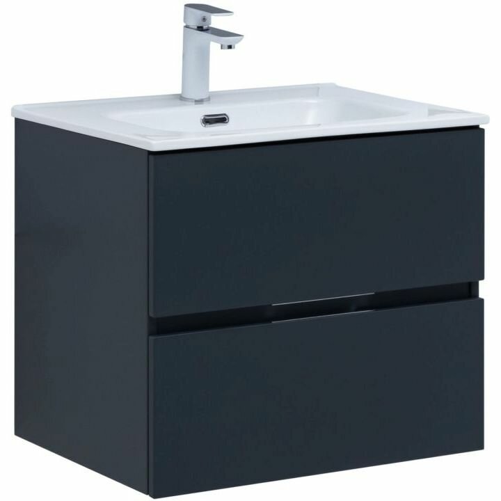 Тумба с раковиной Aquanet Алвита New 60 2 ящика антрацит 00277511
