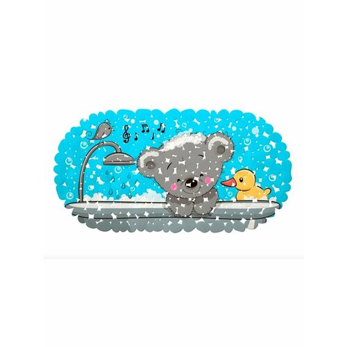 Коврик противоскользящий для ванной душа 69х36см голубой 840₽