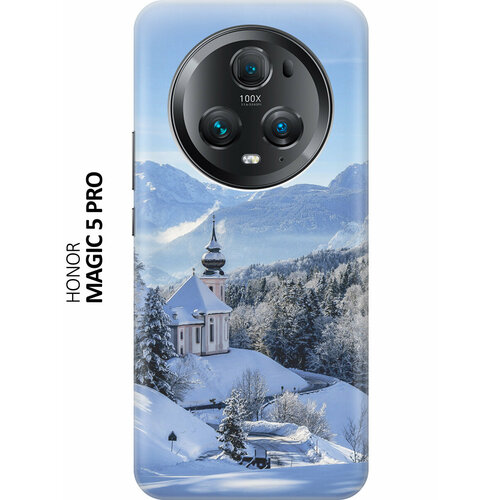 Силиконовый чехол на Honor Magic5 pro / Хонор Мэджик 5 Про с принтом Заснеженные горы