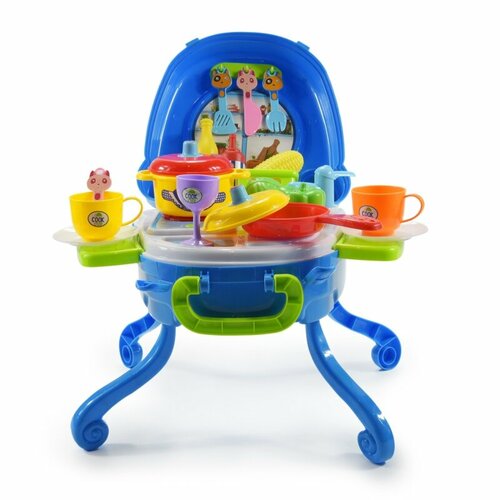 Сюжетно ролевая игрушка Детская кухня Liang Liang Toys Мини кухня, 40 см, сборный, аксессуары, световые и звуковые эффекты, в чемодане,