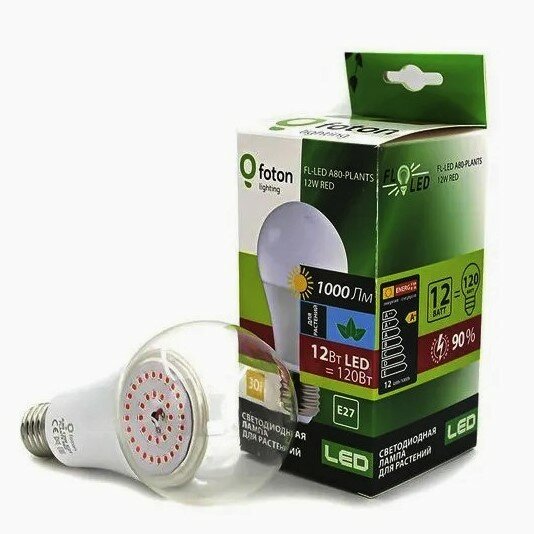 Лампа светодиодная для растений FL-LED A80 12W PLANTS RED E27 220V 80x135mm