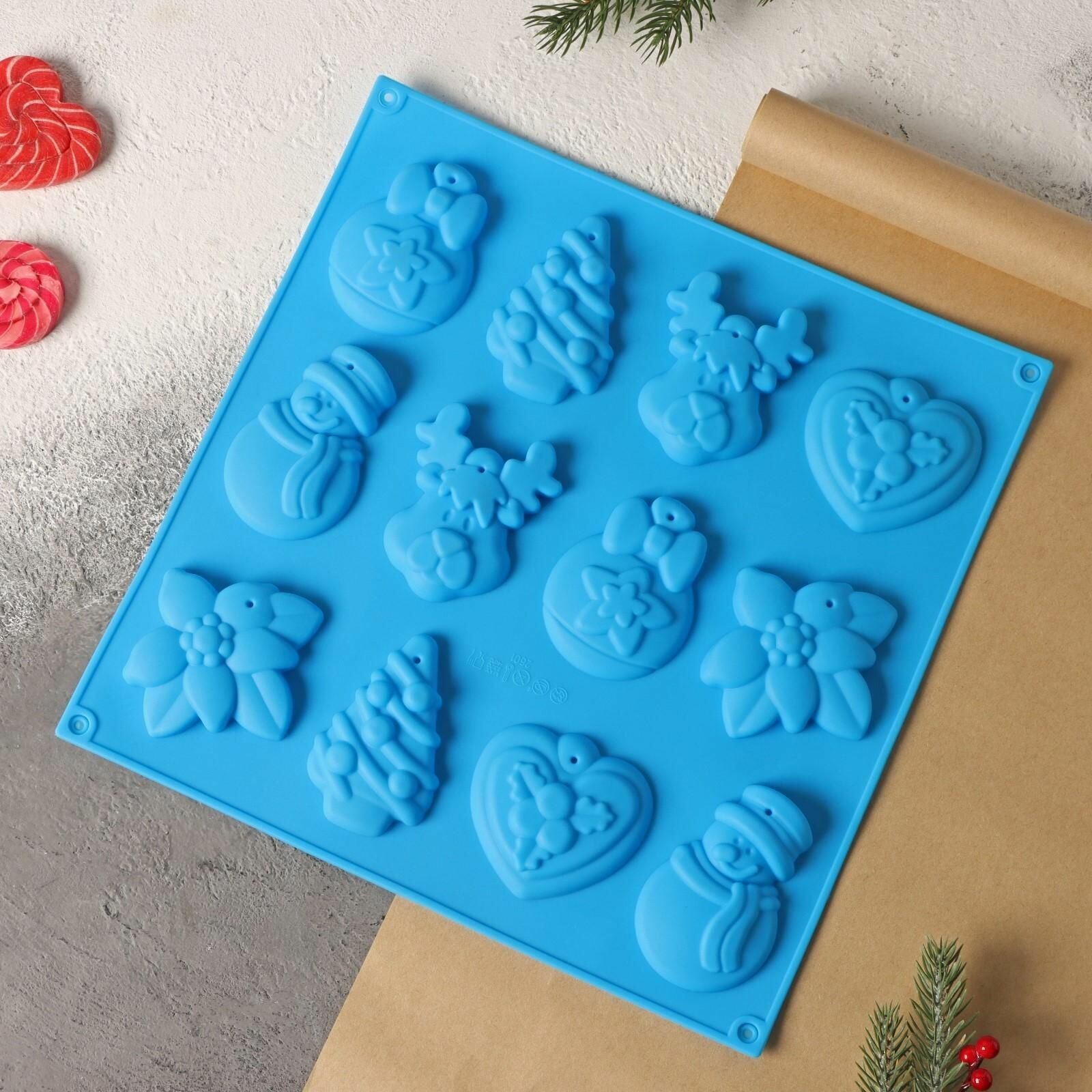 Форма для шоколада 3D Доляна «Ёлочные игрушки», 30×30 см, 12 ячеек, цвет микс./ В упаковке: 1 - фотография № 9