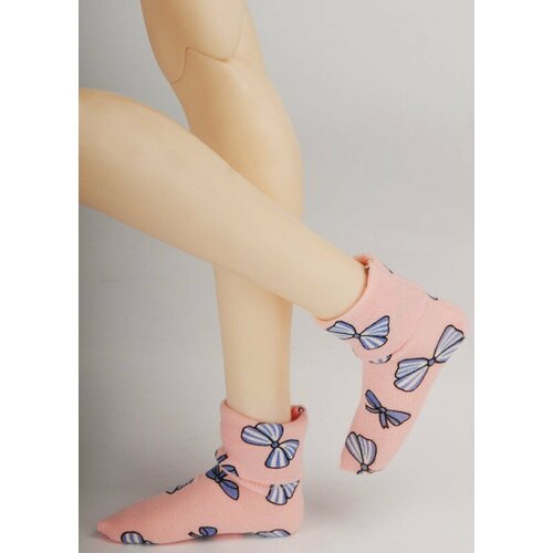 гольфы dollmore mousse knee stocking pink мусс розовые для кукол доллмор 43 см Dollmore Tabiya Socks Pink (Розовые носочки с нарисованными бантиками для кукол Доллмор)