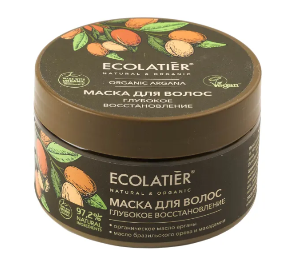 ECOLATIER, ORGANIC ARGANA, Маска для волос, Глубокое восстановление, 250 мл