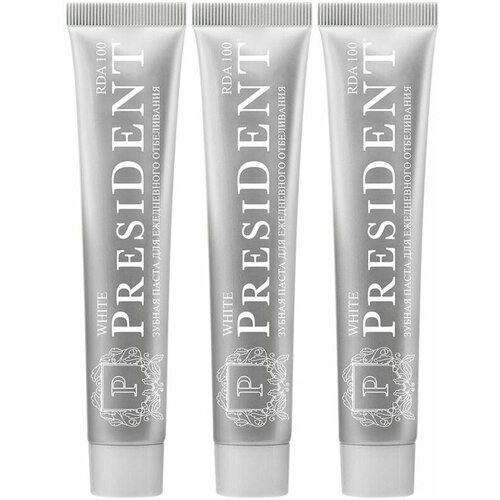 Зубная паста President White, 75 мл, 3 шт. зубная паста president exclusive 75 мл