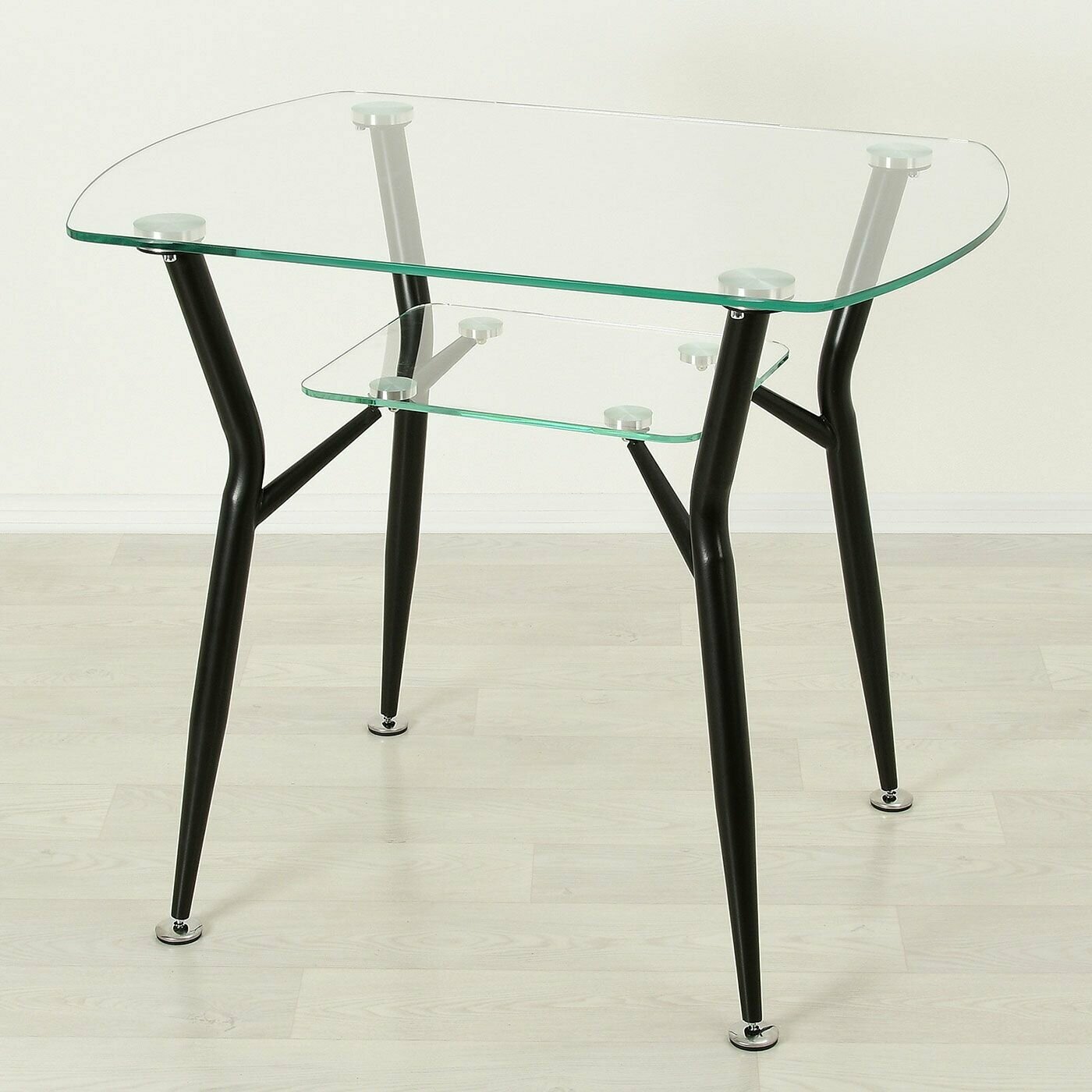 Стеклянный стол Квадро 32 прозрачный/черный (900х600)