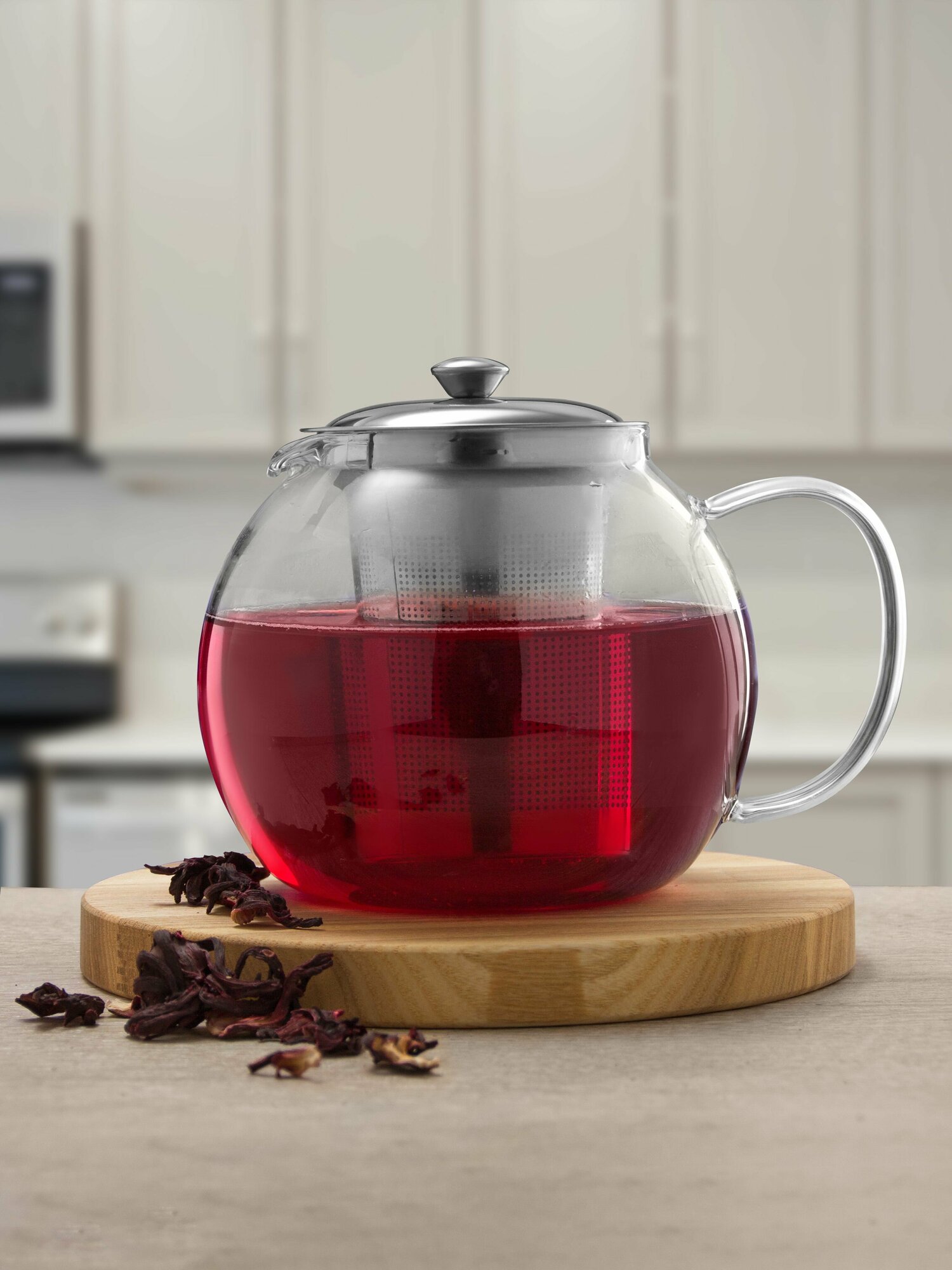 фото Чайник заварочный стеклянный с металлическим фильтром 1000 мл Perfect