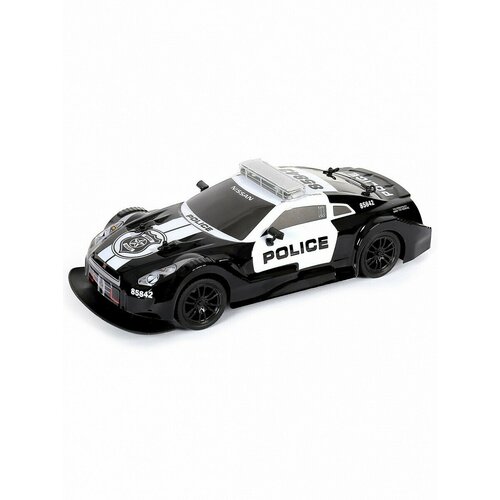 Машина Nissan GTR Полиция (с мигалками) +акб радиоуправляемая машина nissan gtr полиция с мигалками 1 16 mx8992