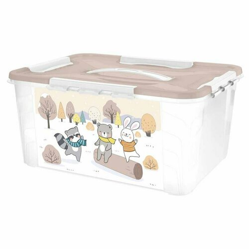 Ящик универсальный с декором 390х290х180 мм, 15,3 л, Белый Пластишка 431325116