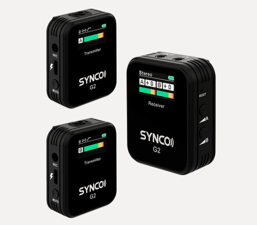 Изображение товара Беспроводная система Synco G2 A2, 2.4 ГГц, 2 передатчика + приемник, 3.5 мм TRS / TRRS + USB-C, для интервью