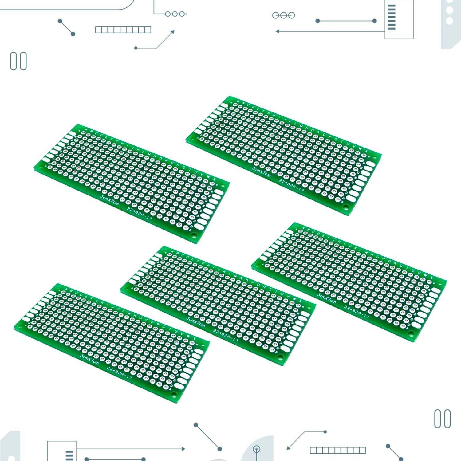 Двусторонняя макетная плата 3х7 см - 5шт.