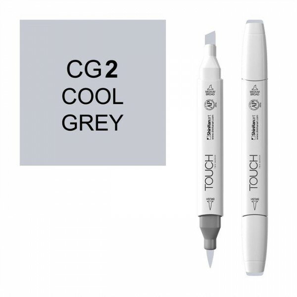 Маркер TOUCH BRUSH CG7 Серый Холодный 7 (Cool Grey 7) двухсторонний на спиртовой основе