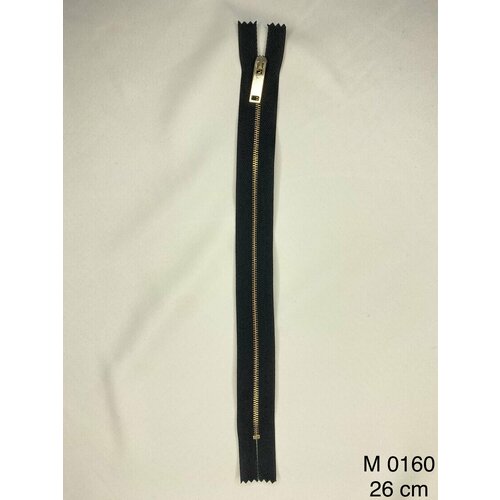 Молния Raccagni металл 26 см цв. чёрный/латунь, не разъёмная