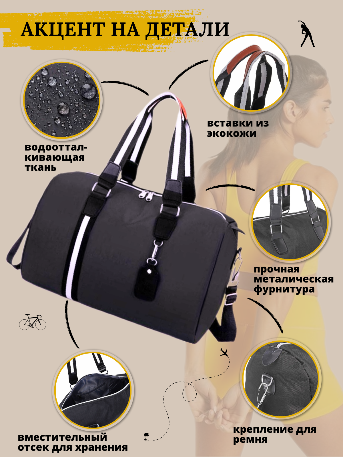 Сумка дорожная FATOBAG STER, 25x25x40см, ручная кладь - фотография № 3