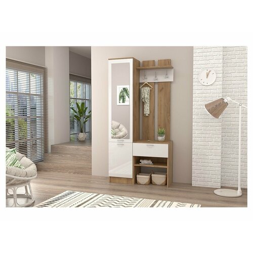 Прихожая Иннэс-3 Белый глянец Дуб Крафт Золотой 13931₽