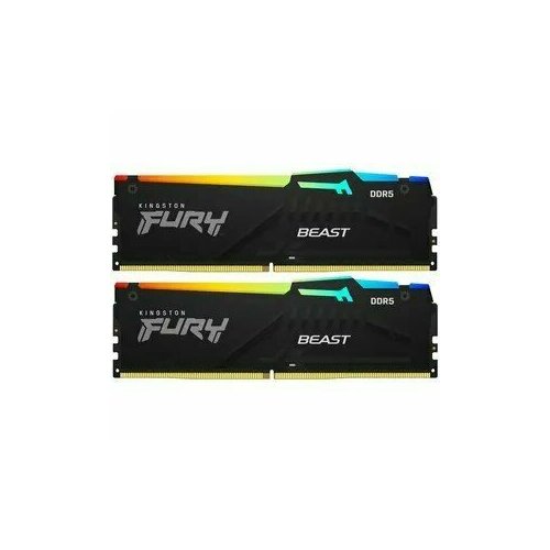 Kingston Модуль памяти 64GB 5200MT s DDR5 CL40 DIMM Kit of 2 FURY Beast RGB KF552C40BBAK2-64 3131200₽